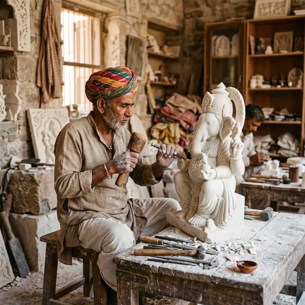 Marble artisan at work