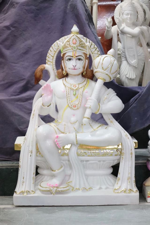 Majestic Marble Shri Hanuman — The Devotee of Infinite Strength thumbnail 2
