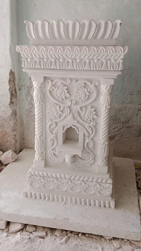 Sacred Marble Tulsi Vrindavan — Hand-Carved Temple-Style Pot thumbnail 7