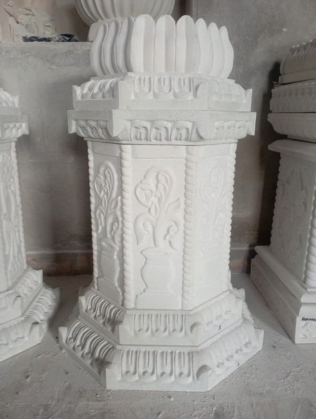 Sacred Marble Tulsi Vrindavan — Hand-Carved Temple-Style Pot thumbnail 5
