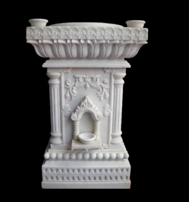 Sacred Marble Tulsi Vrindavan — Hand-Carved Temple-Style Pot thumbnail 4