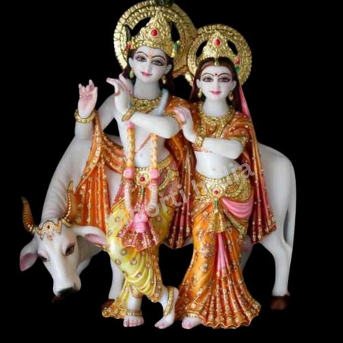 Multicolor Marble Radha Krishna Statue