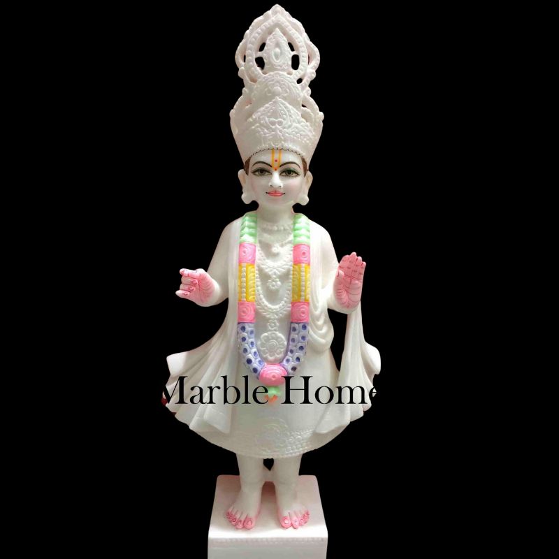 Swaminarayan White Marble Statue