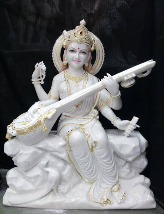 Marble Saraswati Mata Statue